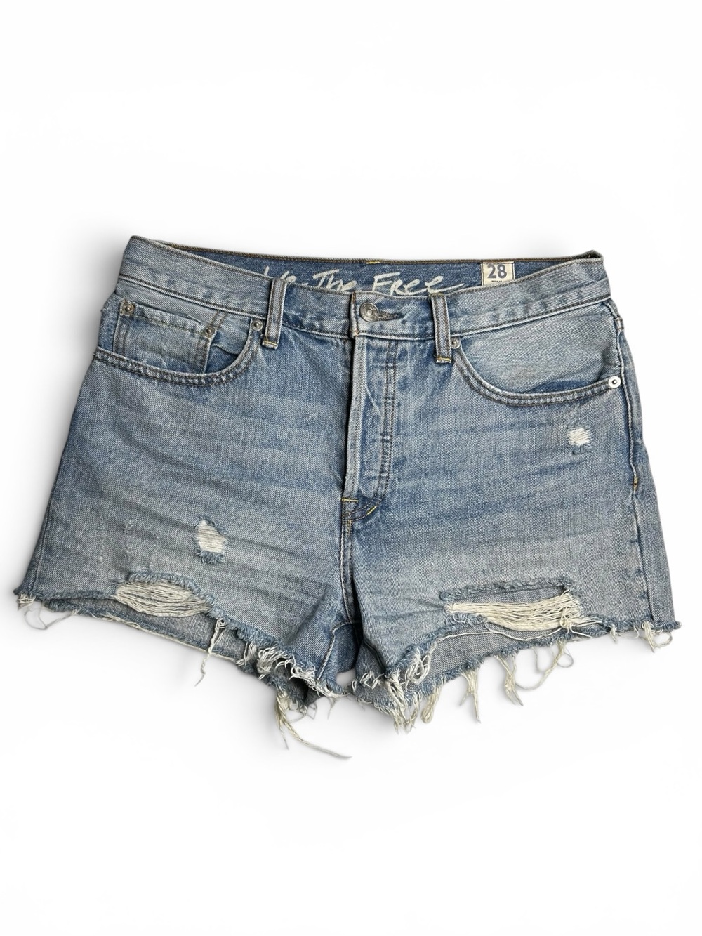 Free People We The Free‎ Distressed Denim Cutoff Shorts Size 28 Blue
